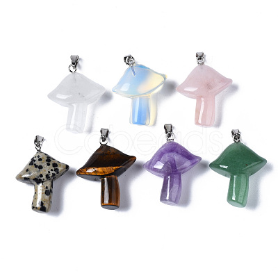 Natural Mixed Gemstone Pendants G-R480-02-1