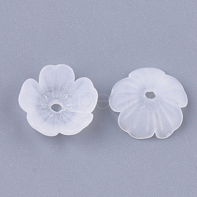 5-Petal Transparent Acrylic Bead Caps X-FACR-T001-11-1