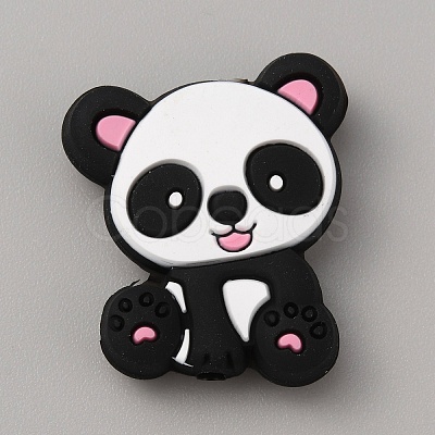 Panda Silicone Beads SIL-WH0002-82C-1