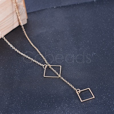 Alloy Cable Chain Square Lariat Necklaces for Women WG98ABB-01-1