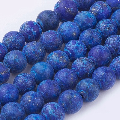 Dyed Natural Lapis Lazuli Round Beads Strands G-G735-06F-6mm-1