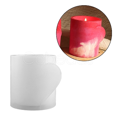 Valentine's Day Theme Column with Heart DIY Candle Cup Silicone Molds DIY-G098-02B-1