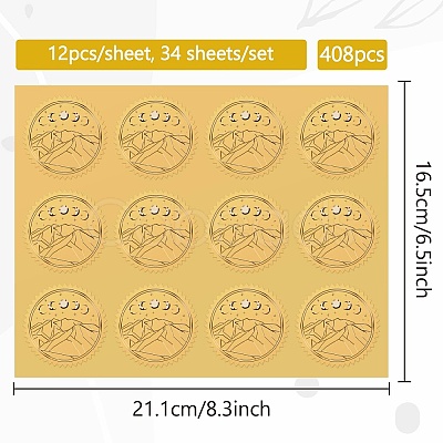 34 Sheets Self Adhesive Gold Foil Embossed Stickers DIY-WH0509-080-1