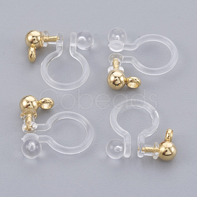 Brass Clip-on Earring Component KK-L169-09G-1