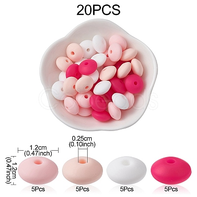 20Pcs 4 Colors Food Grade Eco-Friendly Silicone Focal Beads SIL-YW0001-12A-1