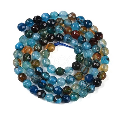 Faceted Natural Agate Round Beads Strands X-G-E318C-4mm-10-1