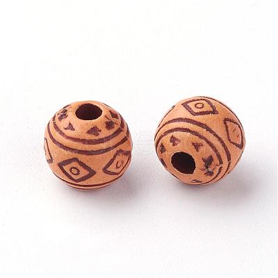 Imitation Wood Acrylic Beads SACR-Q186-09-1