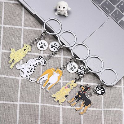 WEWAYSMILE Dog Keychain Car Keychain Pet Pendant Key-Ring Lovely Dog Key-ring Portable Metal Keychain Gift for Pet Lover Birthday Puppy Theme Party Supplies (Labrador) JX806A-1