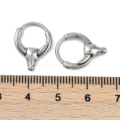 Cattle Head 316 Surgical Stainless Steel Hoop Earrings EJEW-G416-25AS-1