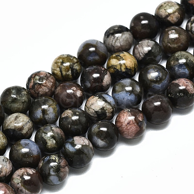 Natural Glaucophane Beads Strands G-R485-12-8mm-1