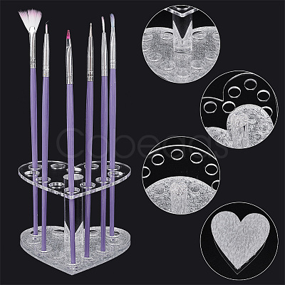 PandaHall Elite 2Pcs 2 Style Acrylic Nail Art Brush Pen Holder Stand MRMJ-PH0001-67B-1