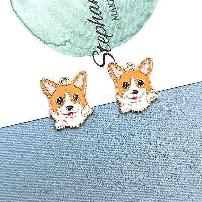 Alloy Enamel Puppy Pendants PW-WG22495-08-1