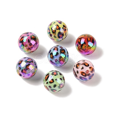 10Pcs UV Plating Colours Acrylic Beads OACR-S146-01L-1