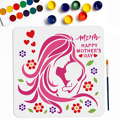 MAYJOYDIY US 1Pc Mother's Day PET Hollow Out Drawing Painting Stencils DIY-MA0004-52-1