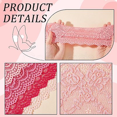 Gorgecraft 4 Yards 4 Colors Flower Wavy Edge Lace Trim OCOR-GF0002-59-1