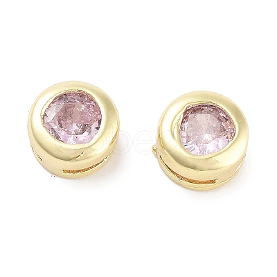 Brass with Single Cubic Zirconia Slide Charms KK-C051-27G-04-1