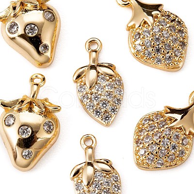 6Pcs Brass Micro Pave Clear Cubic Zirconia Charms KK-LS0001-41-1