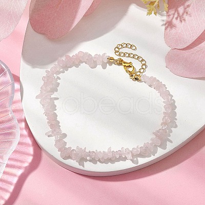 Natural Rose Quartz Anklets AJEW-AN00592-10-1