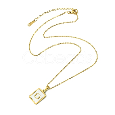 Ion Plating(IP) Rectangle with Initial Letter 304 Stainless Steel Pendant Necklace NJEW-R265-04G-O-1