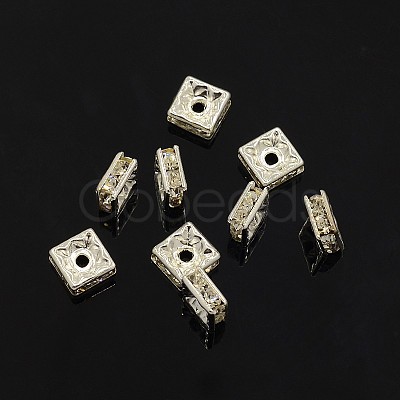 Brass Rhinestone Spacer Beads X-RSB072-01S-1