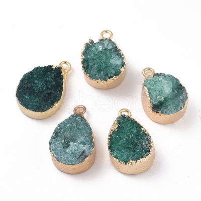 Natural Dyed Druzy Quartz Pendants G-I251-04G-1