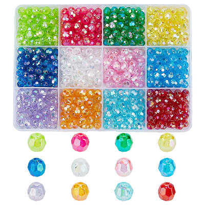 GOMAKERER 720pcs 12 Colors Eco-Friendly Transparent Acrylic Beads TACR-GO0001-01-1