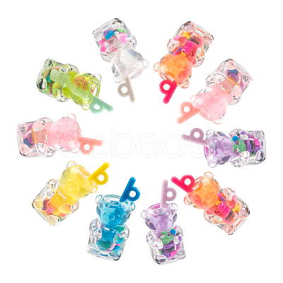 35Pcs 7 Colors Transparent Resin Pendants RESI-CJ0002-10-1