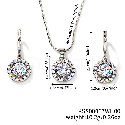 Brass Rhinestones Flat Round Jewelry Set VN0716-4-1