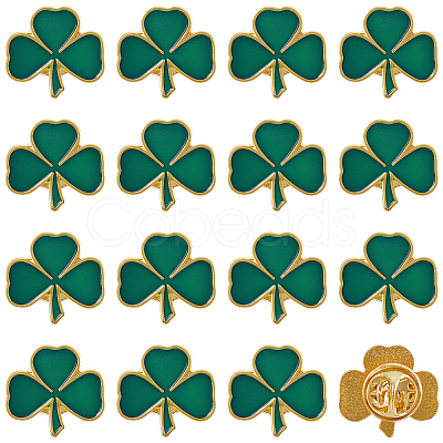 SUNNYCLUE 20Pcs Shamrock Alloy Enamel Pin JEWB-SC0001-37-1