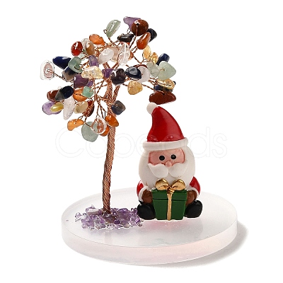 Christmas Natural Gemstone Chips Tree Decorations DJEW-K028-03D-1