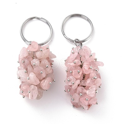 Natural Rose Quartz Keychain KEYC-C050-01B-RS-1