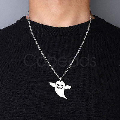 Non-Tarnish 201 Stainless Steel Pendant Necklaces for Man NJEW-Q336-02E-P-1