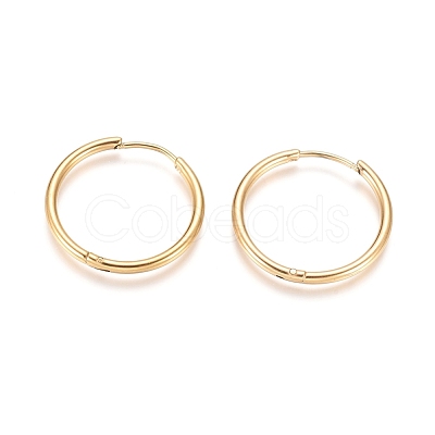 Ion Plating(IP) 304 Stainless Steel Huggie Hoop Earrings EJEW-F111A-25mm-G-1