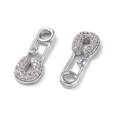 Brass Micro Pave Clear Cubic Zirconia Pendants KK-E068-VF261-1