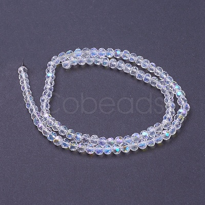 Faceted(32 Facets) Round AB Color Electroplate Glass Beads Strands X-EGLA-J042-4mm-AB03-1