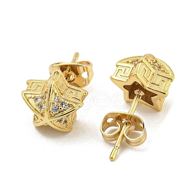 Brass Micro Pave Cubic Zirconia Ear Studs EJEW-P261-26B-G-1