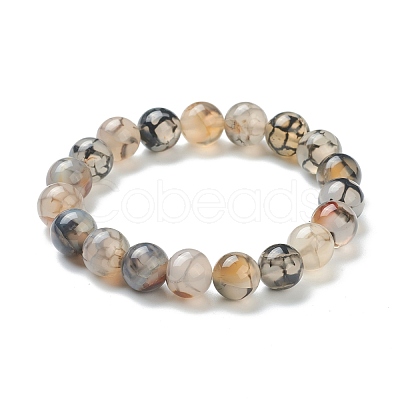 Natural Dragon Veins Agate Beaded Stretch Bracelets BJEW-A117-D-20-1