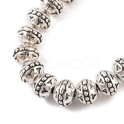 Tibetan Style Round Alloy Bead Strands TIBEB-O007-19-NR-1