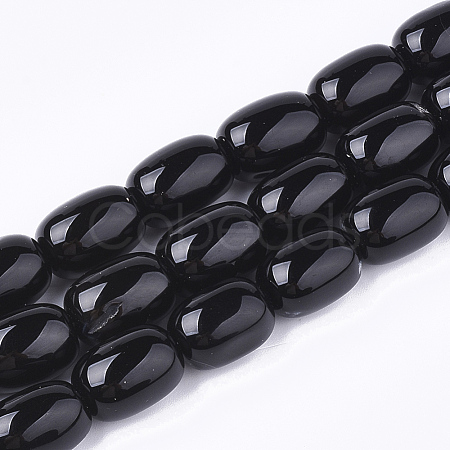 Natural Black Agate Beads Strands X-G-T118-06-1