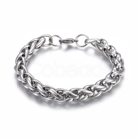 304 Stainless Steel Wheat Chain Bracelets BJEW-L634-12P-1