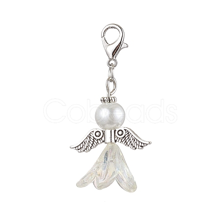 Wedding Season Angel Glass Pearl & Acrylic Pendant Decorations HJEW-JM01921-1