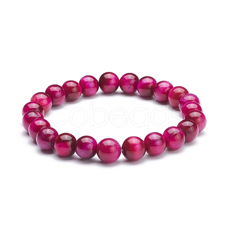 8.5mm Round Dyed Natural Tiger Eye Beads Stretch Bracelet for Girl Women BJEW-JB07152-04-1