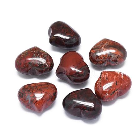 Natural Brecciated Jasper Heart Palm Stone G-F637-11H-1