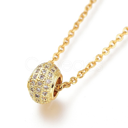 Brass Micro Pave Clear Cubic Zirconia Pendant Necklaces NJEW-A127-16G-1