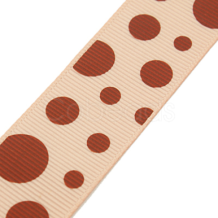Bisque and Sienna Dots Printed Grosgrain Ribbon for DIY Garment Hairbow Accessories X-SRIB-A010-10mm-01-1