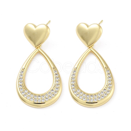 Rack Plating Brass Micro Pave Cubic Zirconia Studs Earrings EJEW-B047-03G-06-1