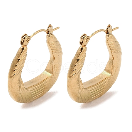 Texture 201 Stainless Steel Half Hoop Earrings for Women EJEW-G385-04G-1