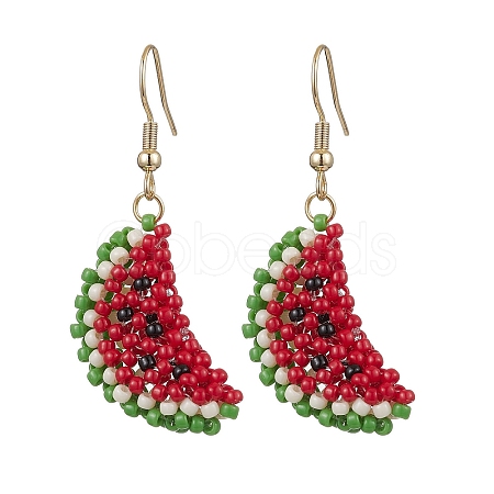 Glass Seed Beads Dangle Earrings EJEW-MZ00295-1