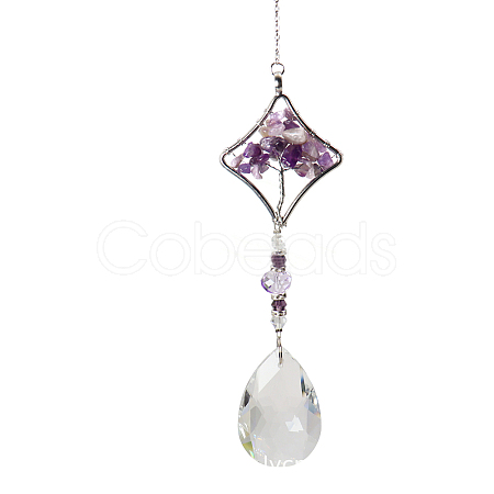 K9 Crystal Glass Big Pendant Decorations HJEW-PW0001-013A-1