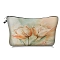 Flower Print Polyester Cosmetic Zipper Pouches, Waterproof Clutch Bag, Toilet Bag for Women, Misty Rose, 21x18x13.5cm